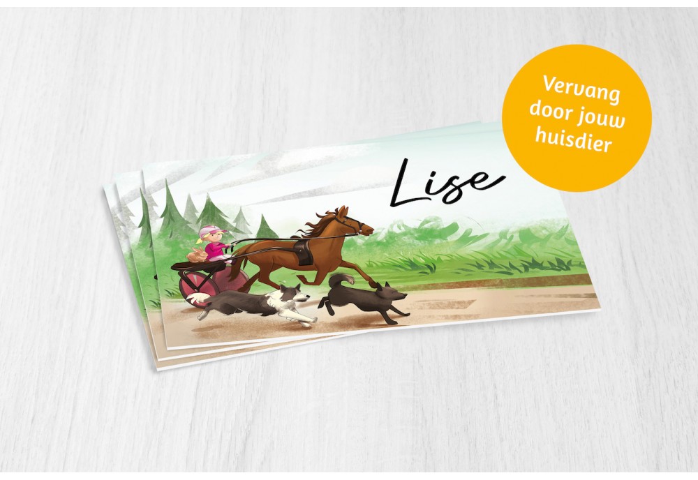 Paardenkoets met dieren meisje